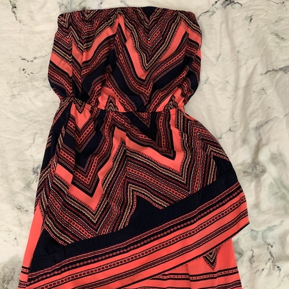 Express Mini Dress  Pink and Navy Chevron - Picture 1 of 3